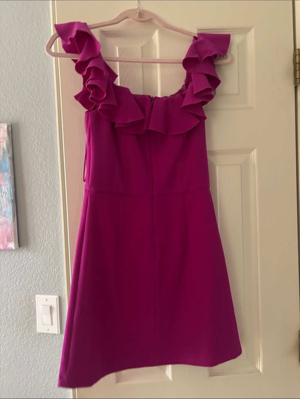 French Connection Fuchsia Ruffle-Trim Mini Dress - Picture 3 of 3